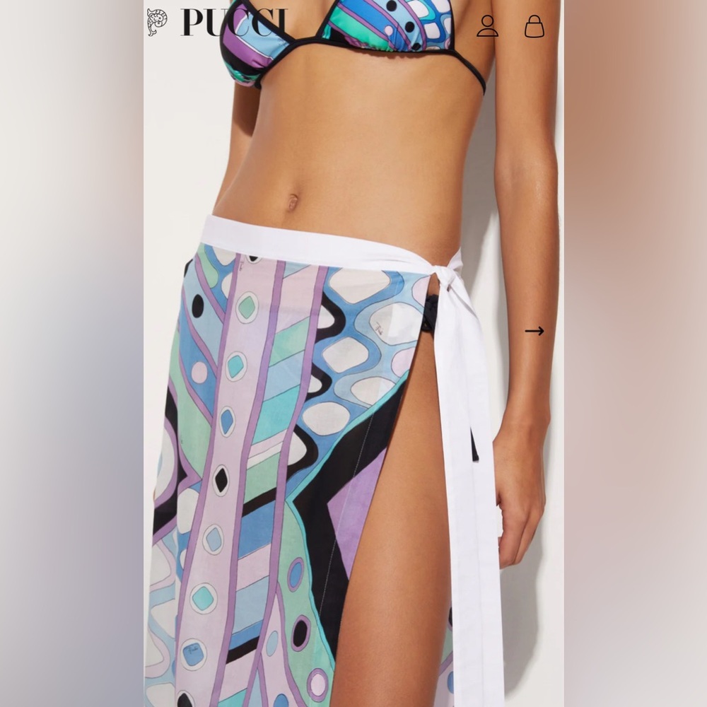 (3pc bundle deal) Pucci VIVARA-PRINT BIKINI TOP, BRIEFS & COTTON LONG SKIRT